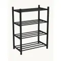 Обувница металлическая нева, 4 полки, 8 пар обуви, ширина 50 см, чёрный матовый
