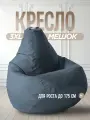 Кресло Мешок Синий Велюр Hit 3XL комфортное, большое, мягкое, бескаркасное для балкона и лоджии, пуфик мешок на подарок для взрослых детей и подростков