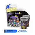 Набор для праздника ND Play. Влад А4 + скатерть / Одноразовая посуда из мелованного картона, для пикника на 12 персон (скатерть Влад А4 120х180, Тарелка 18 см, Стакан 250 мл по 12 шт.)