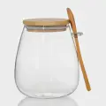 Банка для хранения с ложкой Эко , 1 л, 12 14.4 см, с бамбуковой крышкой, стекло, прозрачная