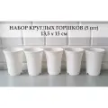 White Garden Круглые горшки для суккулентов 13,5х15 см. Белые. Набор из 5-ти штук