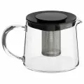 Заварочный чайник ИКЕА Риклиг RIKLIG, прозрачный/черный, 13 см, 0,6 л, с ситечком