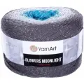 Пряжа YarnArt Flowers Moonlight темно серый-серый-св. голубой-бирюза (3251), 53%хлопок/43%акрил/4%металлик, 1000м, 260г, 2шт
