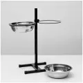 Подставка с мисками, 2 2.5 л, высота 60 см, разборная, чёрная