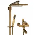 Душевая система со смесителем, 3-х функциональная , с тропическим душем, максимальня высота 150 см, цвет античная бронза