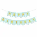Гирлянда Волна веселья Happy Birthday, флажки, золотисто-голубая, Металлик, 500 см, 16х12 см
