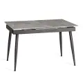 Стол обеденный кухонный TetChair Balmoral/Балморал, раздвижной (120+40)х80х75 см, керамика глянцевая, металл, серый/чёрный