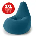 Кресло мешок Bean Joy, пуфик мешок, бескаркасное кресло, размер 3XL, велюр, глубокая бирюза new