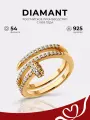 Кольцо Diamant, серебро, 925 проба, золочение, фианит, размер 18, бесцветный