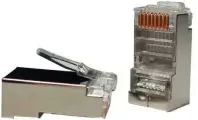 Разъем RJ45 (8P8C) под витую пару кат.5E экранир. PLUG-8P8C-U-C5-SH-100 универс. (для ож и мж кабеля) (уп.100шт) Hyperline 49375