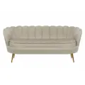 Прямой дизайнерский диван ракушка, Pearl triple taupe, светло-коричневый с черными ножками