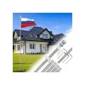 Наземные флагштоки для наружного дома - 9 футов (2,7 м) Дворовая подставка для флага для улицы, ветроустойчивая и нержавеющая - серебристая