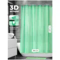 Штора для ванной 3D 180*200 встроенные люверсы(кольца)зелёная