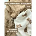 Многоразовые муслиновые пеленки для новорожденных из муслина кролики с горохом на сером