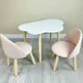Стол детский Облако белый + 2 мягких Стула розовые от DimDomKids, ножки из дерева