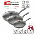 Набор сковород Accademia Mugnano Regia di Pietra 20 см, 24 см, 28 см с крышками