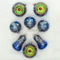 Набор стеклянных елочных игрушек Вензель 6-8 см синий, 8 шт, подвеска