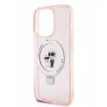 Lagerfeld для iPhone 15 Pro чехол PC/TPU + Ring stand NFT Choupette head Hard Pink (MagSafe)