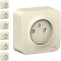 Розетка Schneider Electric Blanca без заземления с защитными шторками молочная для открытой проводки (комплект из 6 шт.)