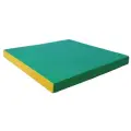 Мат спортивный гимнастический для шведской стенки, мягкий щит детский KMSsport № 2 (100х100х10) зеленый/жёлтый