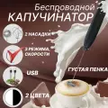 Капучинатор вспениватель беспроводной, 2 насадки, цвет черный