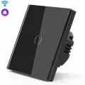Cенсорный Wi-Fi выключатель с Алисой, 1 клавиша 1 пост, (1G) стекло 86х86мм цвет черный