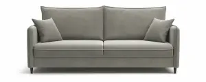 Диван-кровать PUSHE Фьорд New прямой, велюр, светло-серый Velutto 08