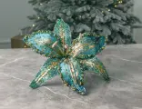 Искусственный цветок бирюзовая лилия на клипсе, бумага, 23 см, Winter Deco 5001125