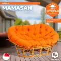 Садовый диван TetChair MAMASAN/мамасан, ротанг натуральный, с подушкой, орех, ткань оранжевый