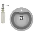Мойка кухонная Ulgran U-601 342 51x51, круглая, серая, матовая, российская
