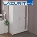 Шкаф для одежды белый распашной с зеркалом 3 двери в прихожую спальню детскую Lazurit Classica 190х117х50 см