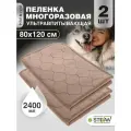 Пелёнка впитывающая многоразовая для животных (комплект 2 ШТ) STEFAN (Штефан), бежевый, 80х120см, WP-801203-2
