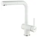 Смеситель для кухни из нержавеющей стали AISI 304 Paulmark DOSSE, гибкий излив (вытяжной), высокий, поворотный 180 , для мойки / столешницы, белый матовый, Do214418-431