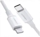 Кабель Ugreen USB C - Lightning, резиновое покрытие, цвет белый, 1 м (10493)