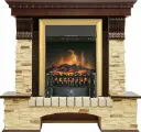 Электрокамин Pierre Luxe (Стоун Люкс) тёмный дуб/песочный сланец с очагом Fobos Brass Габариты (ШxВxГ): 1120х1050х370