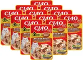 INABA CIAO KINNODASHI для взрослых кошек с тунцом Магуро, тунцом Кацуо и палтусом (60 гр х 12 шт)