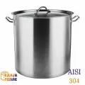 Кастрюля с крышкой 50 литров из нержавеющей стали AISI304 с ТРС (тройное дно) для индукции