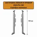 Заглушка левая и правая для напольного плинтуса, высота 100 мм, Серебро матовое, 20 шт
