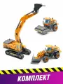 Набор строительной техники дорожный каток, колесный грейдер и экскаватор гидромолот