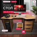 Игровой компьютерный стол с тумбами 140х75х75, дуб вотан/черный