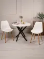 Комплект стульев для кухни Кано 2 шт, пластиковые, без подлокотников, 44x40x86,5 см, Белый, пластик, экокожа / Массив березы