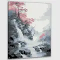 Картина по номерам 40x50 см, водопад, акварельная работа, сумеречное небо, нежные мазки кисти, спокойствие, красота