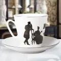 Кофейная чашка с блюдцем форма Черный кофе, рисунок Гость, серия Силуэты, Императорский фарфоровый завод