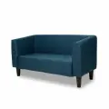 Диван прямой авди 140х67х77 см, нераскладной , синяя рогожка