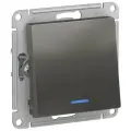 Переключатель одноклавишный сталь с подсветкой, сх.6а, 10АХ, механизм Schneider Electric AtlasDesign (комплект 4шт)