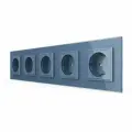 Электрическая розетка LIVOLO ORIGINAL VL-C7C5EU-19 16A, 5 постов, синяя, скрытый монтаж, надежное качество