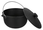 Казан BoyScout, чугунный, стальная дужка, 10 литров, с крышкой,
