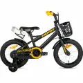 Велосипед городской HORH FORTE 14 детский 2- 4 года, сталь, с флягой, корзиной, черный/желтый цвет, рост 95-110
