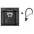 Врезная кухонная мойка Gerhans K35050B+K4399B-2, матовое графит