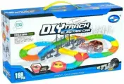 Автотрек гибкий детский Магический Трек с машинкой, светится в темноте, 198 деталей, длина пути 264 см, работает от батареек, от 6 лет